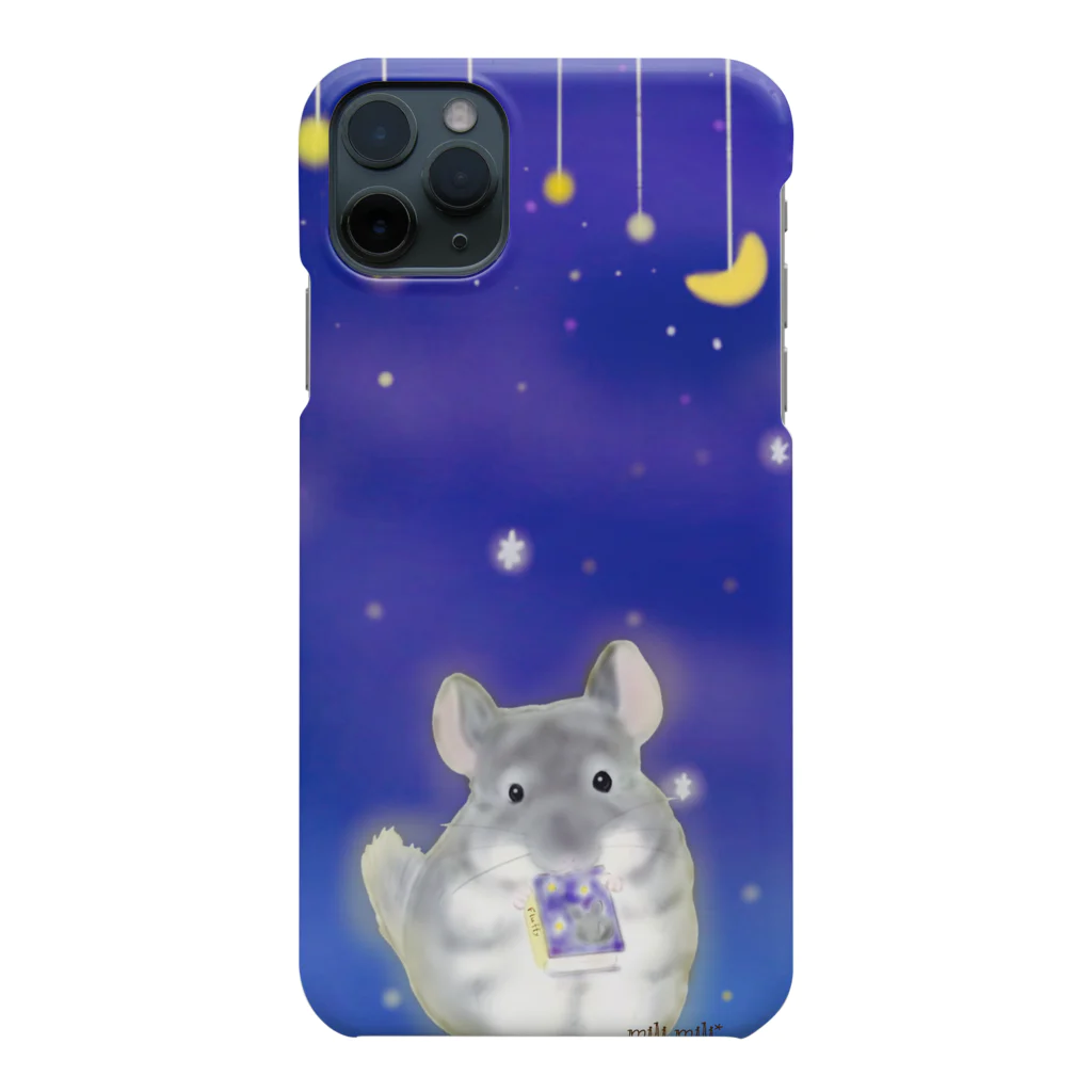 ぽこじろう雑貨店  mili mili (ミリミリ)の絵本をかじるチンチラ 星空の Smartphone Case