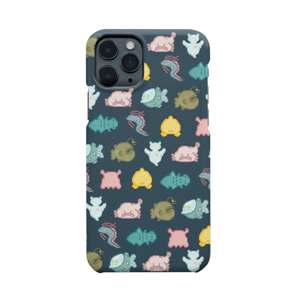 ゆるくやさしい世界のドット深海魚(ネイビー) Smartphone Case