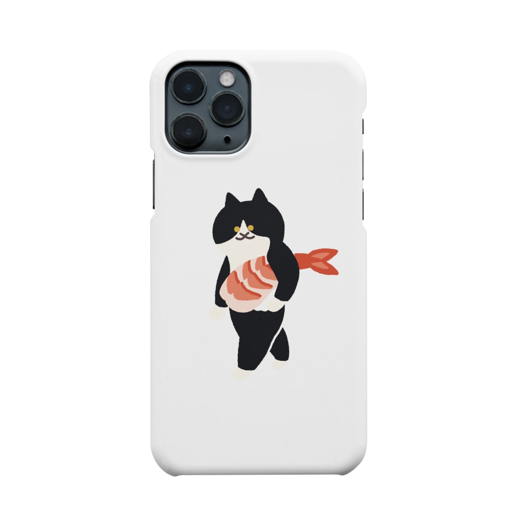 海老の握り寿司を機嫌よく運ぶねこ Suiminグッズのお店 Suimin Goods のスマホケース Iphoneケース 通販 Suzuri スズリ