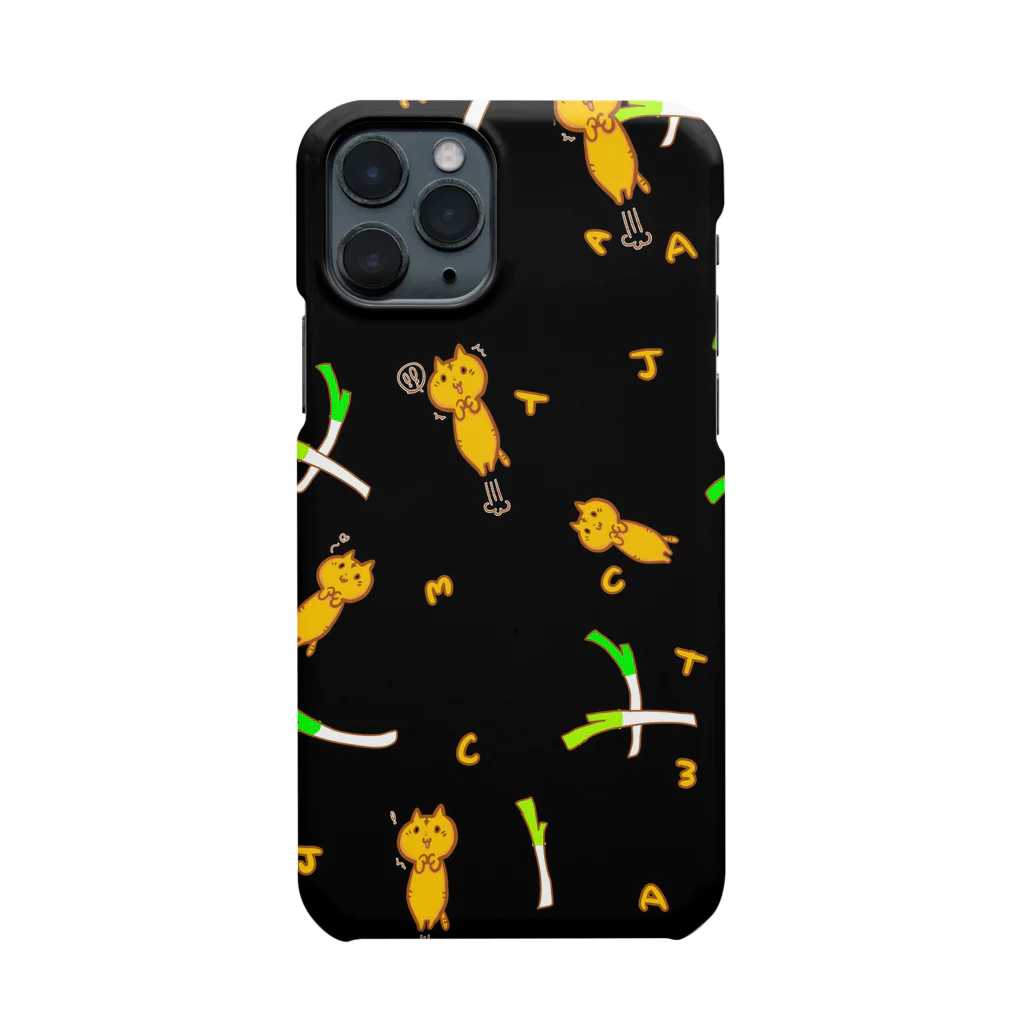 まめのき。のジャンピングネギにゃんこ黒② Smartphone Case