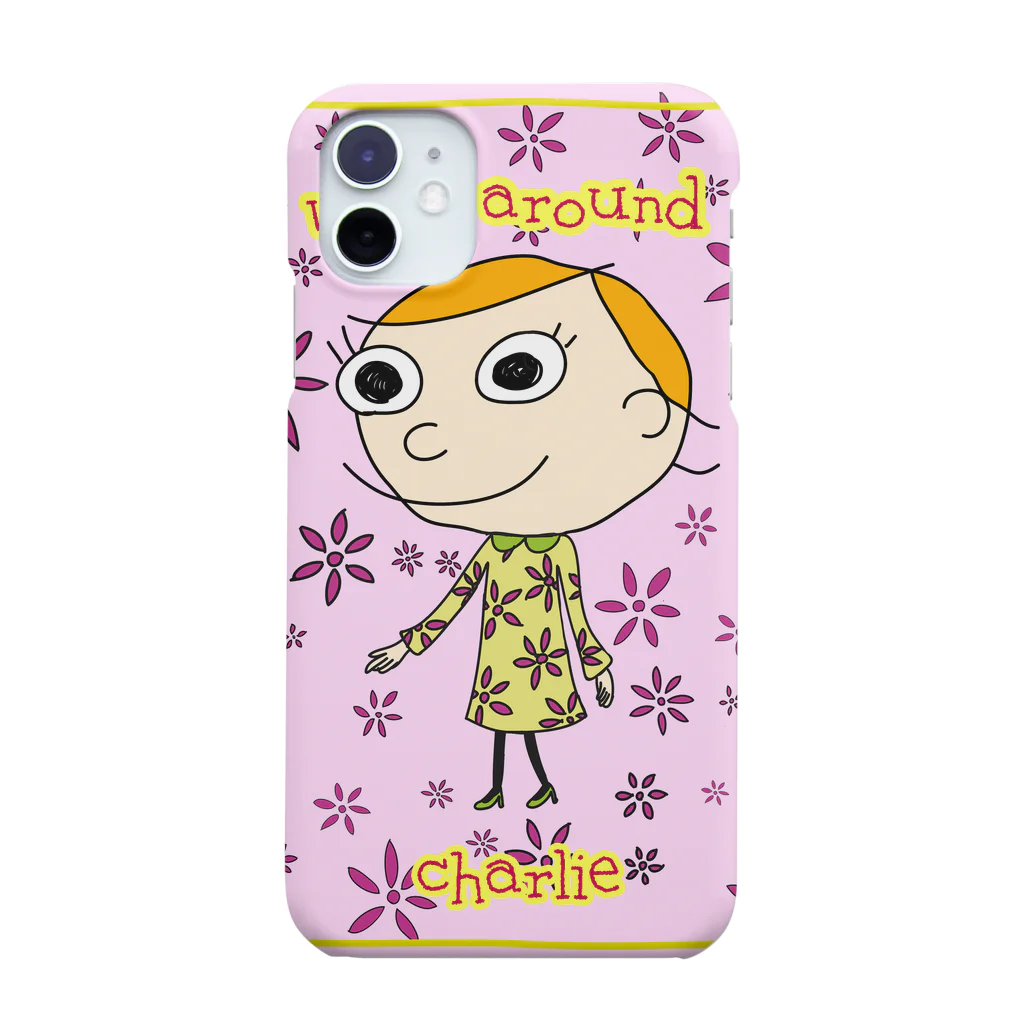 charlolのピンク　花柄手書きCharlie Smartphone Case