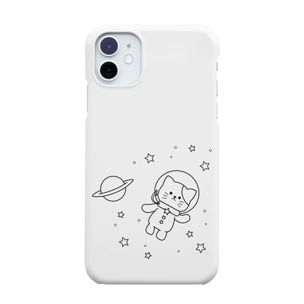 もにゃの宇宙にゃんこ　モノクロ スマホケース