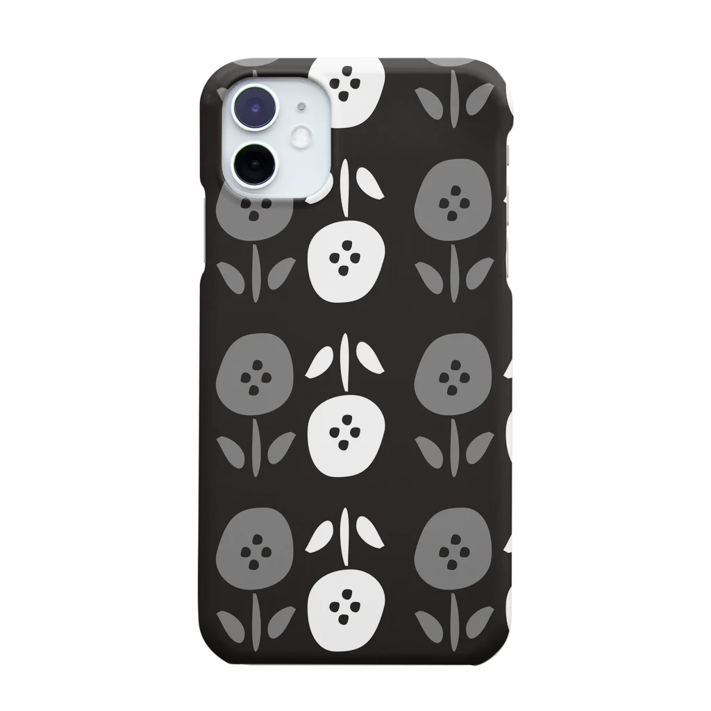 Fummy Goodsの北欧柄　チューリップ　黒 Smartphone Case