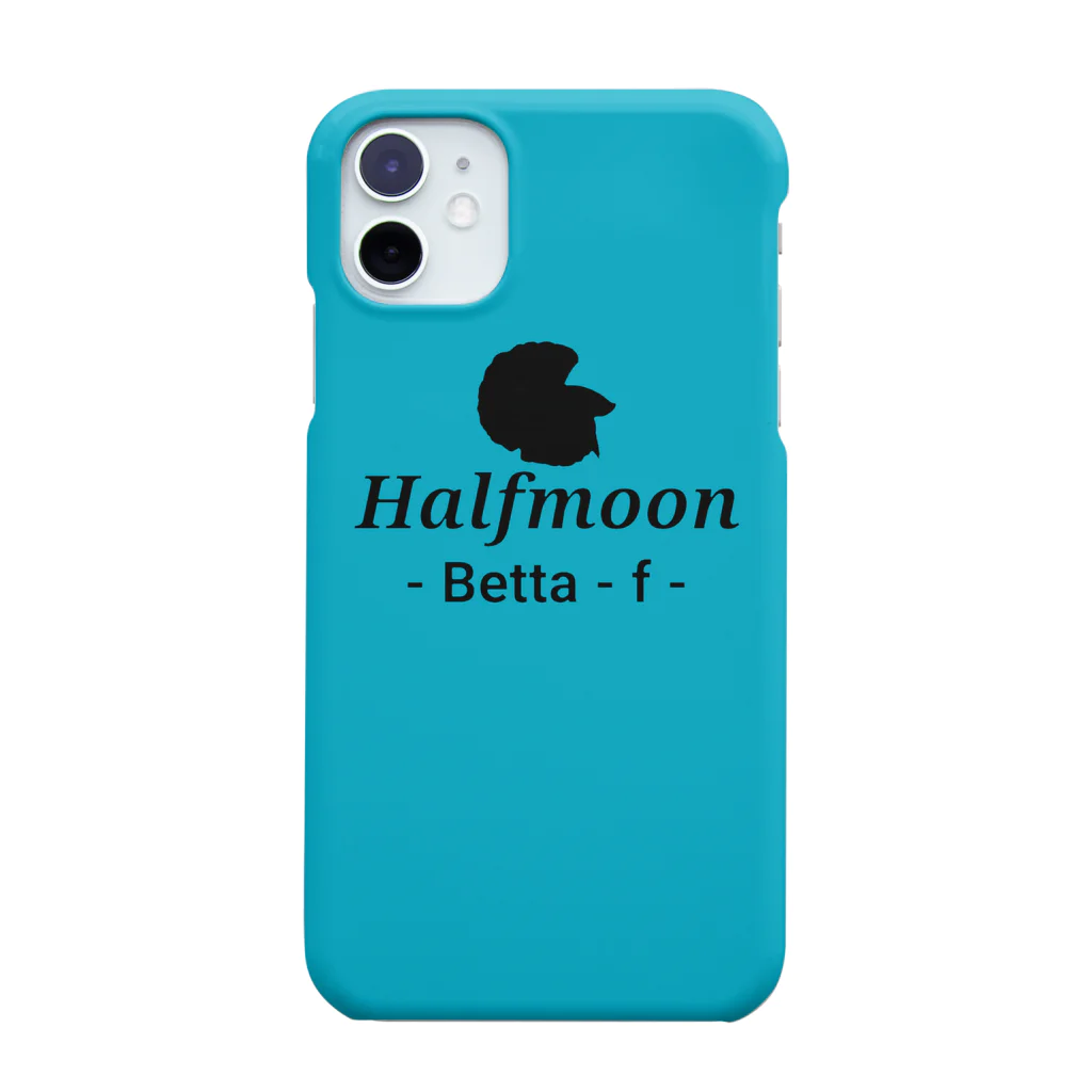 ☆ららくらら☆のHalfmoon Betta⑤Black(Turquoiseblue) Smartphone Case