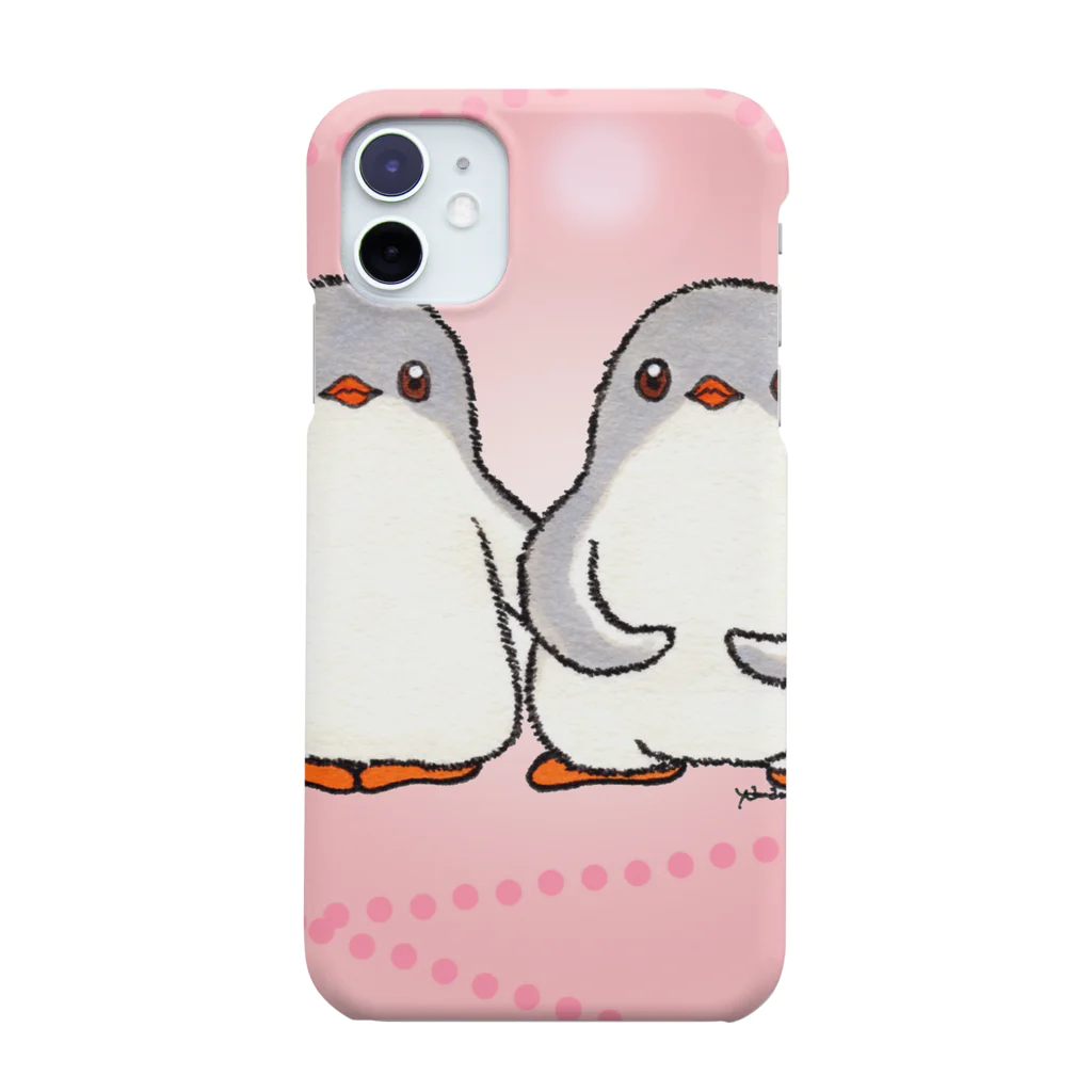 ヤママユ(ヤママユ・ペンギイナ)のふたごのジェンツーペンギン(dotpink) Smartphone Case