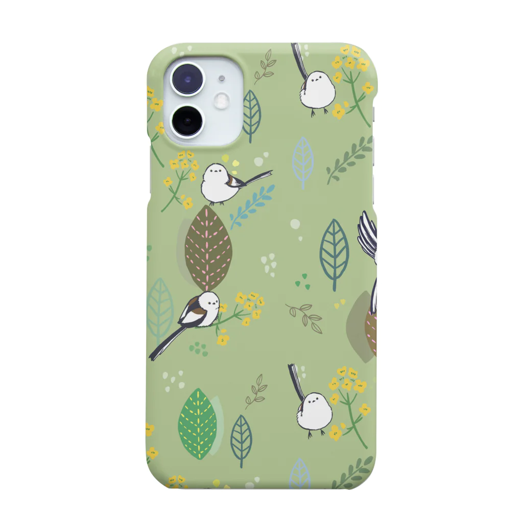 シマエナカフェの森と菜の花とシマエナガ（緑） Smartphone Case