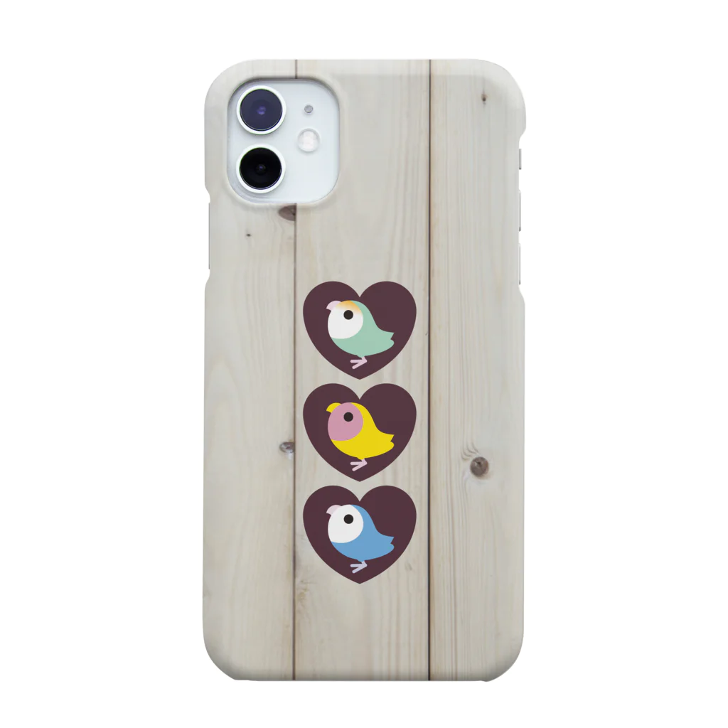 コザクラインコSHOP (kotorigoto/Lovebirdlove)のコザクラインコハート3(wood) スマホケース