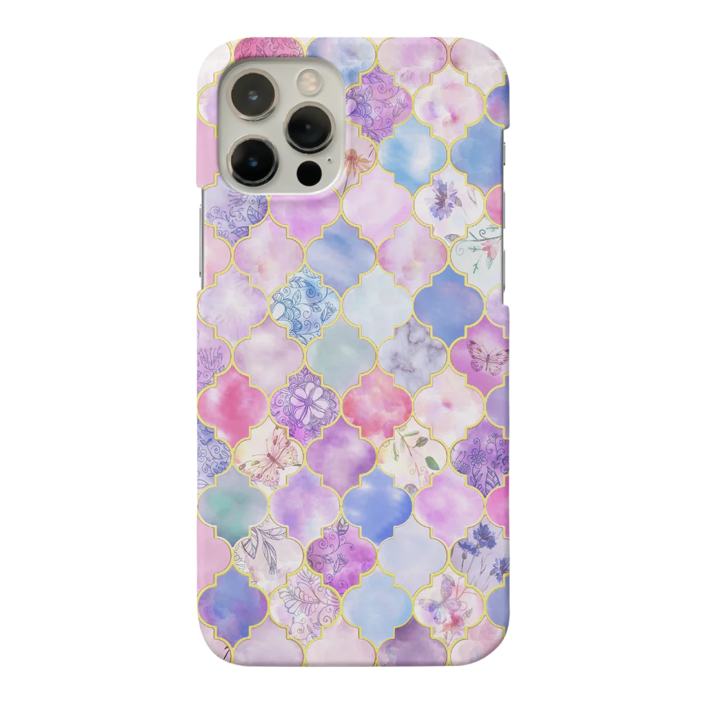 PEEK-A-BOO*のiPhone✳︎水彩モロッコタイル調✳︎パープル スマホケース