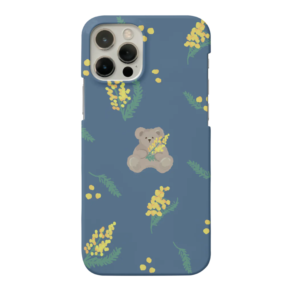 papiko くまさんのミモザ くま ブルー Smartphone Case