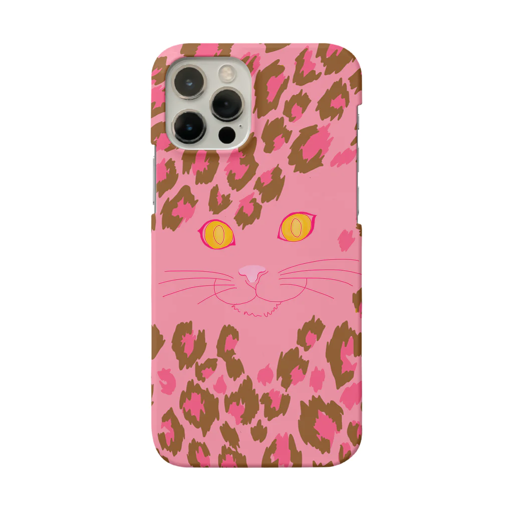 yellow season のCat face(ピンクレオパード) Smartphone Case