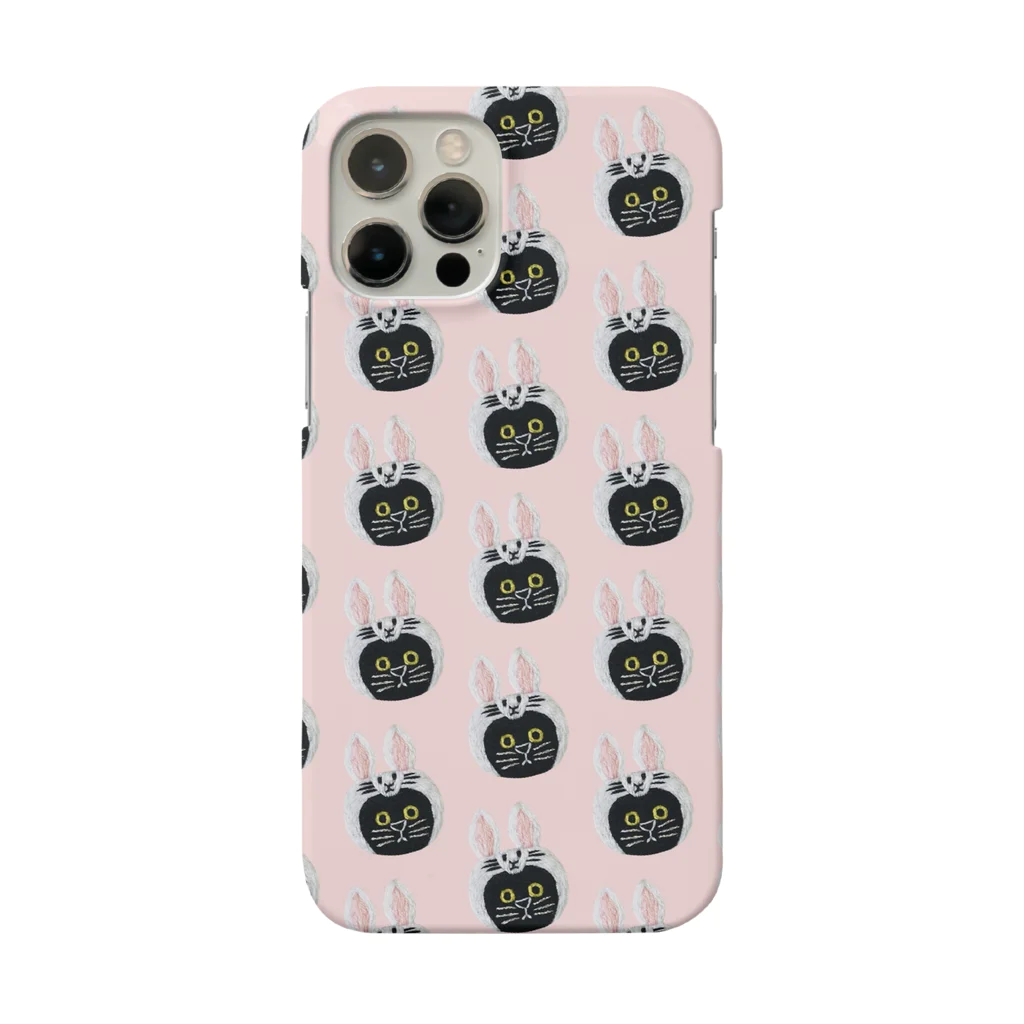 CHOPPIRIのかぶる猫[うさぎ(白)ver.](黒猫) Smartphone Case