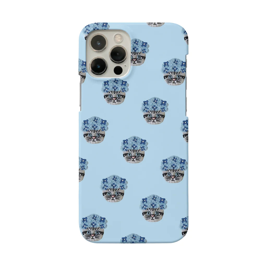 CHOPPIRIのかぶる猫[紫陽花(青)ver.](アメリカンショートヘア) Smartphone Case