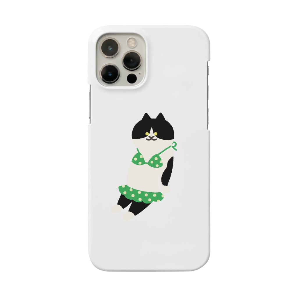SUIMINグッズのお店の緑のビキニのねこ Smartphone Case