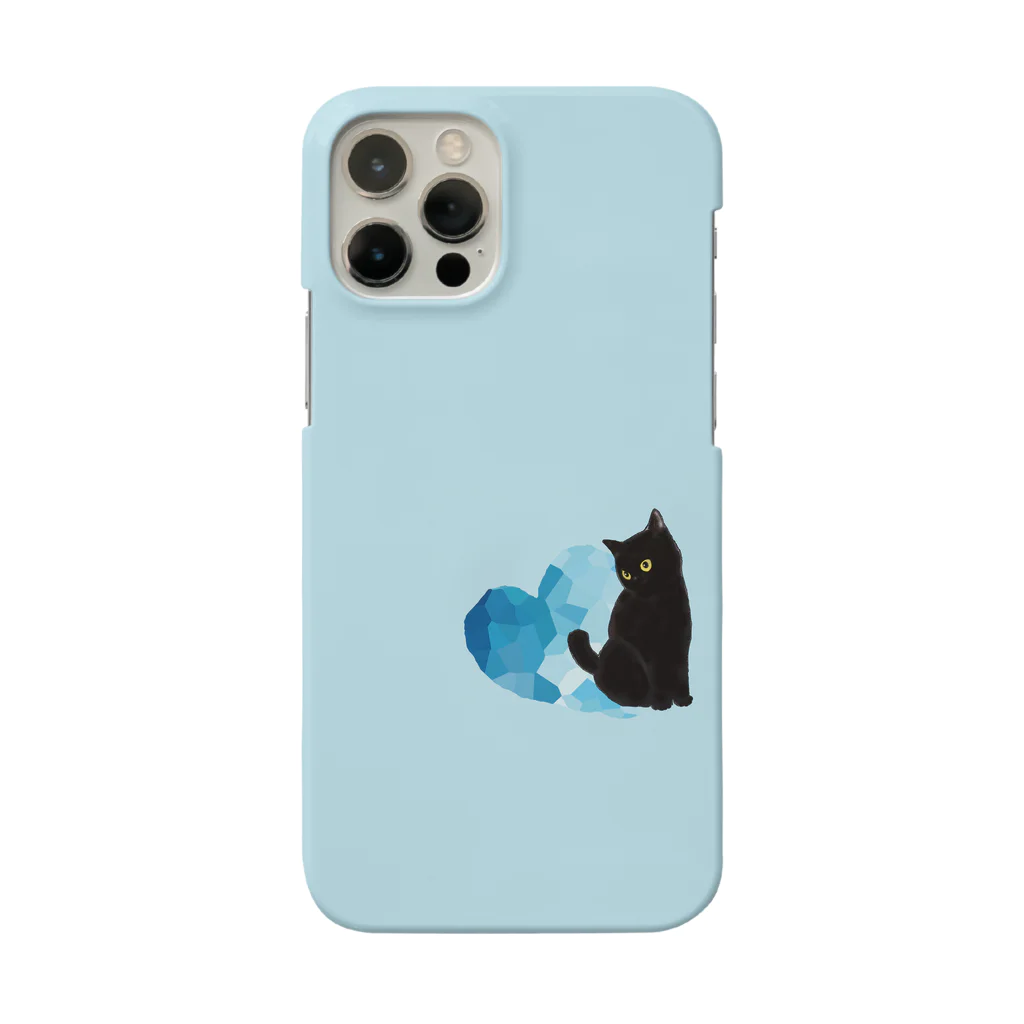 WAMI ARTの黒猫と青いハート Smartphone Case
