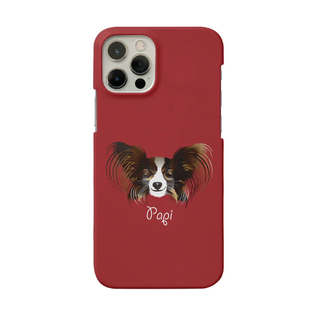 まみおデザインのスマホケース　犬（パピヨン） Smartphone Case