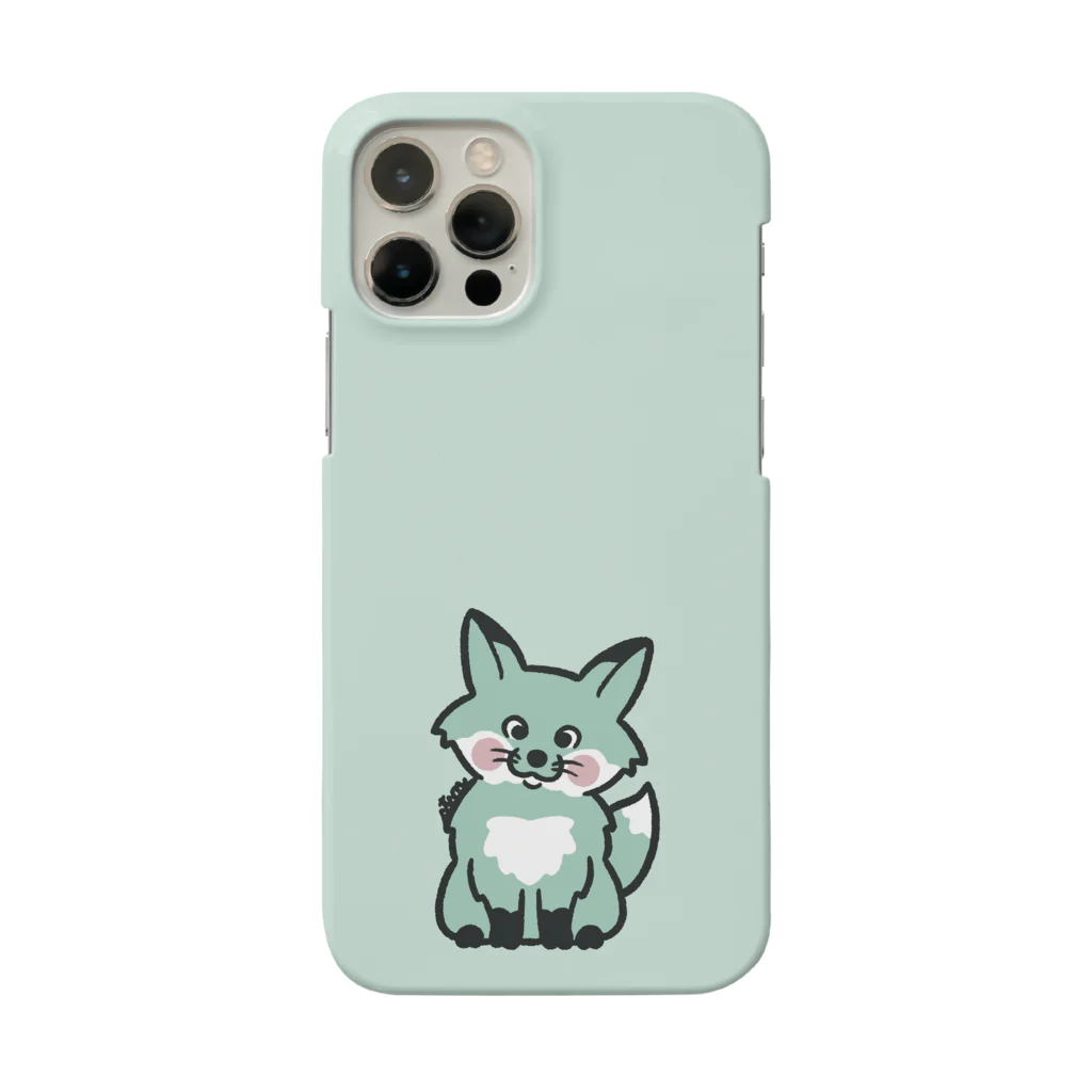 ブンのお店のキツネ（ミント）　MINT FOX スマホケース