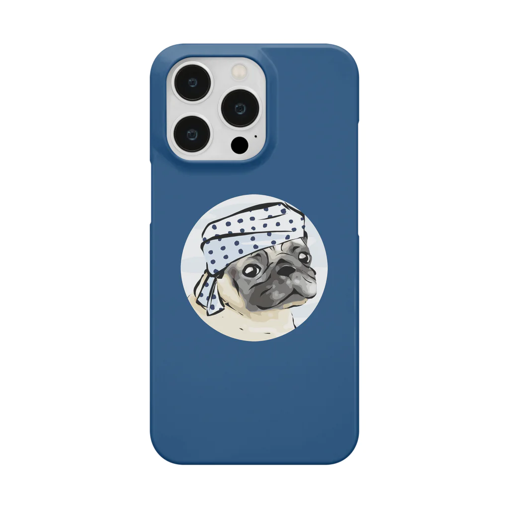 犬グッズの店しえるぶるーのほっかむりパグ　スマホケース　てぬぐいバージョン Smartphone Case
