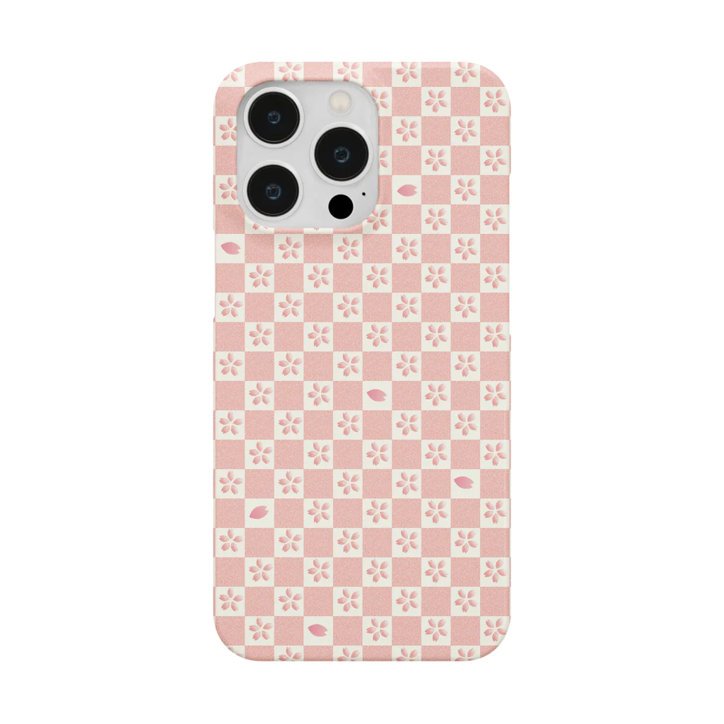 ほのぼのデザインHBの桜格子柄-さくらこうしがらiPhoneケース Smartphone Case