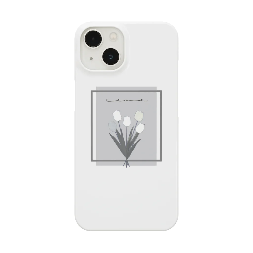 rilybiiのgrayish color × white × charcoal ×  tulip bouquet Smartphone Case