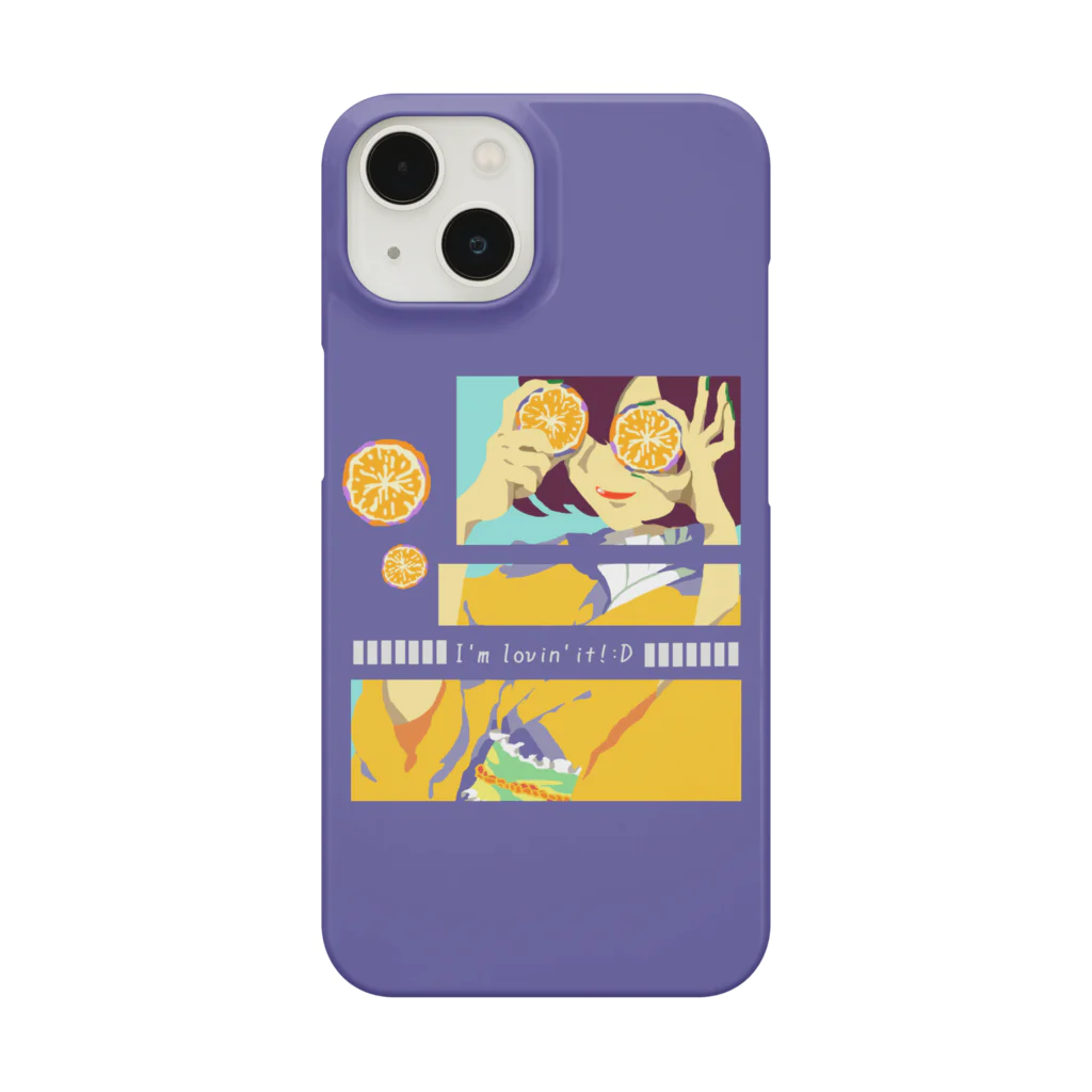 GOODS SHOP【そぞろな小窓】 SUZURI店の【I'm lovin' it! :D -orange-】iphoneケース Smartphone Case