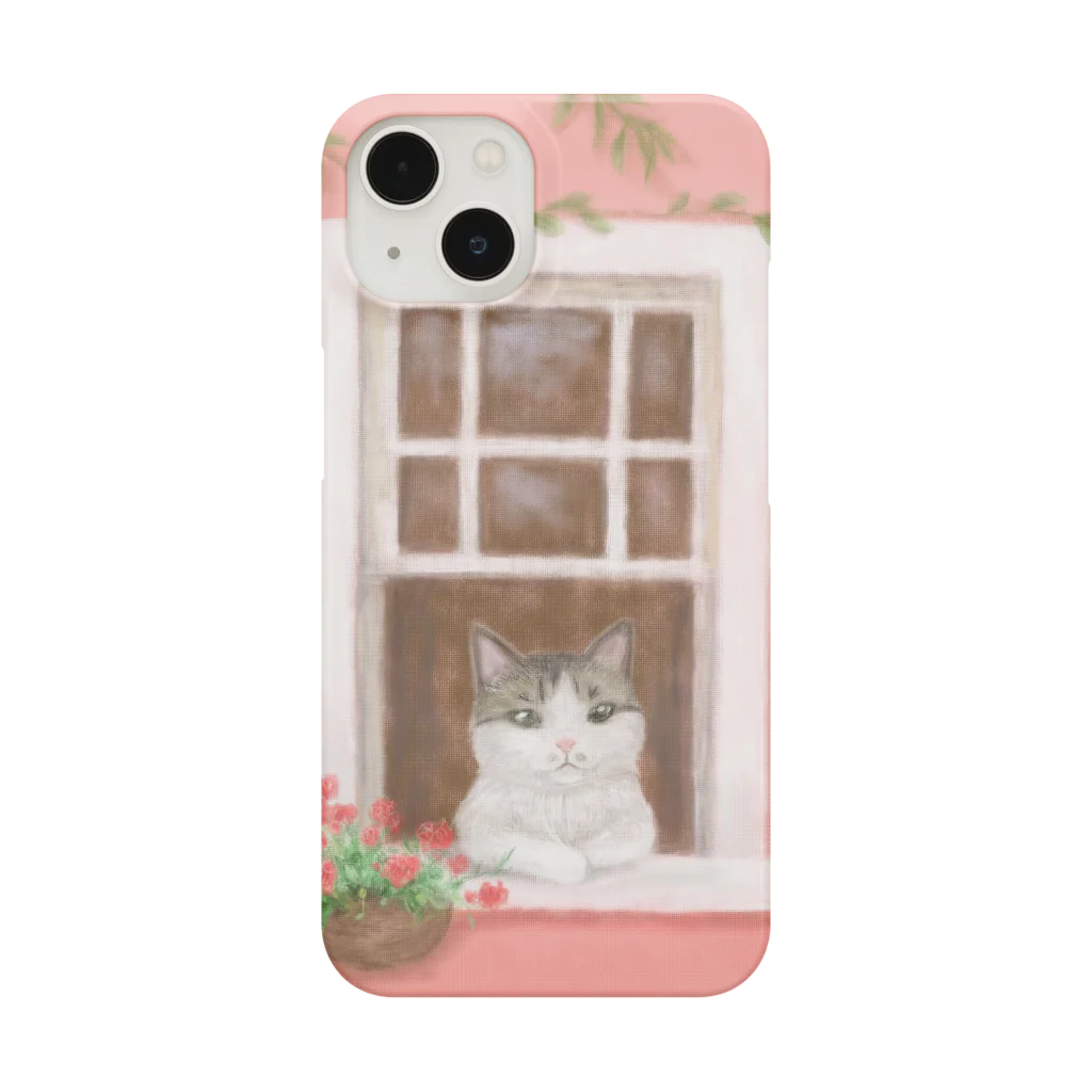 Ａｔｅｌｉｅｒ　Ｈｅｕｒｅｕｘの窓辺の猫　①　背景あり Smartphone Case