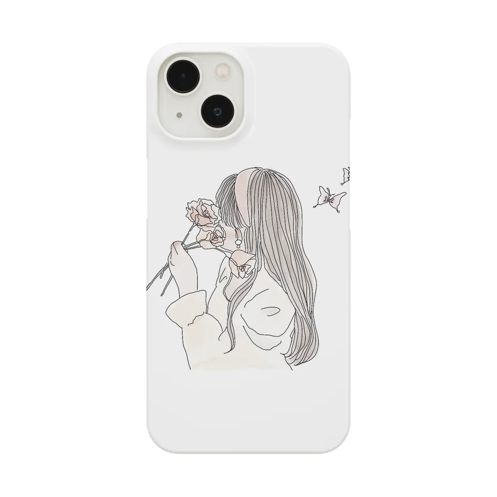 線画トキたまにひよこイラストの白紙女の子 Smartphone Case