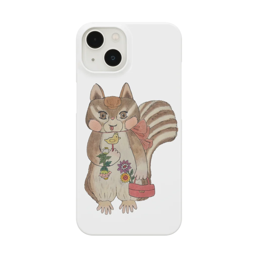 河内葉子の動物アートのグッズのわんぱくリスさん Smartphone Case