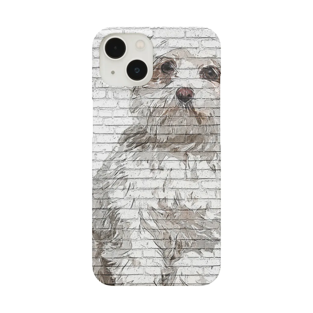 【CPPAS】Custom Pet Portrait Art Studioの マルチーズドッグ - レンガブロック背景 Smartphone Case