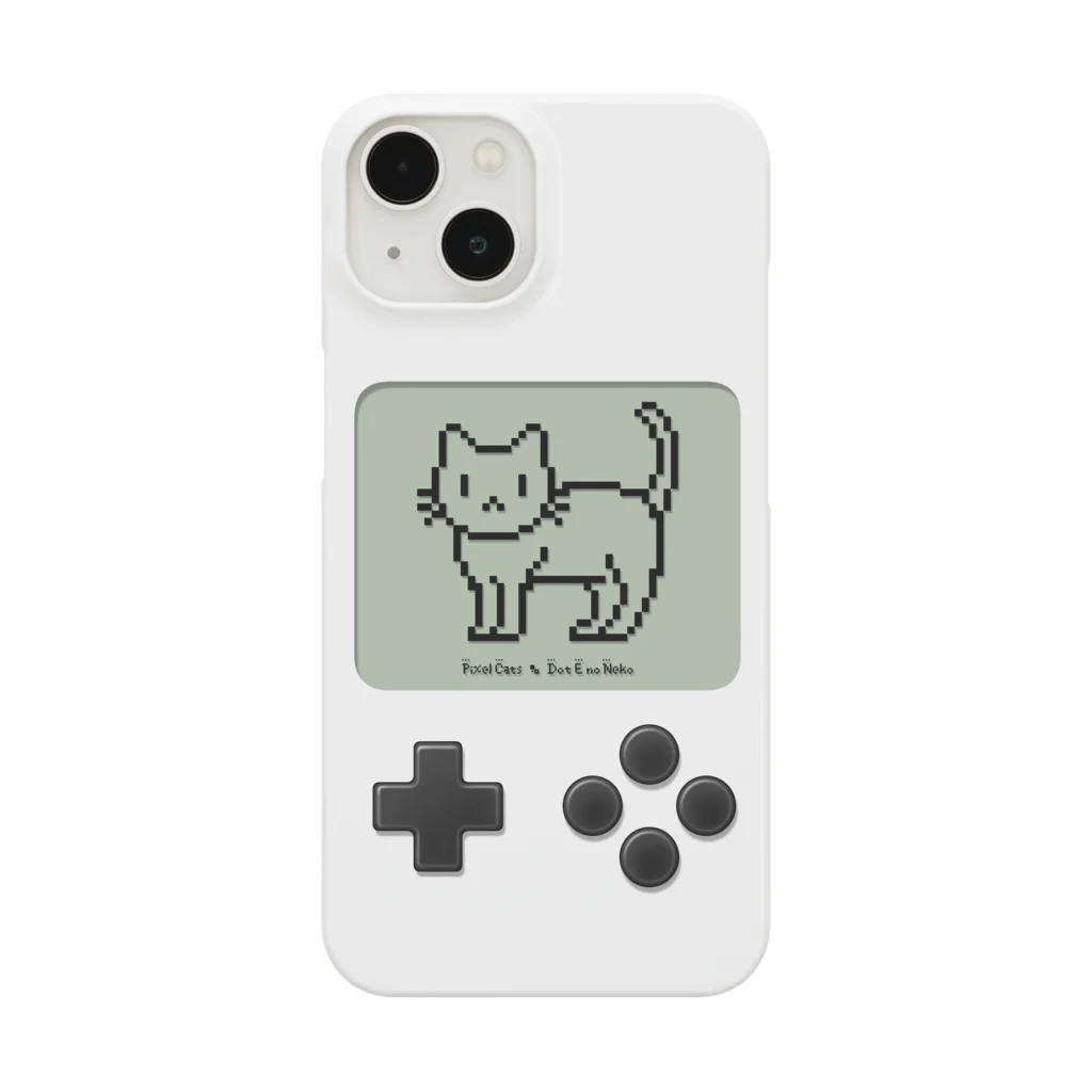 ハナイとトンのドット絵の猫（液晶ボタン付・立ち姿） スマホケース