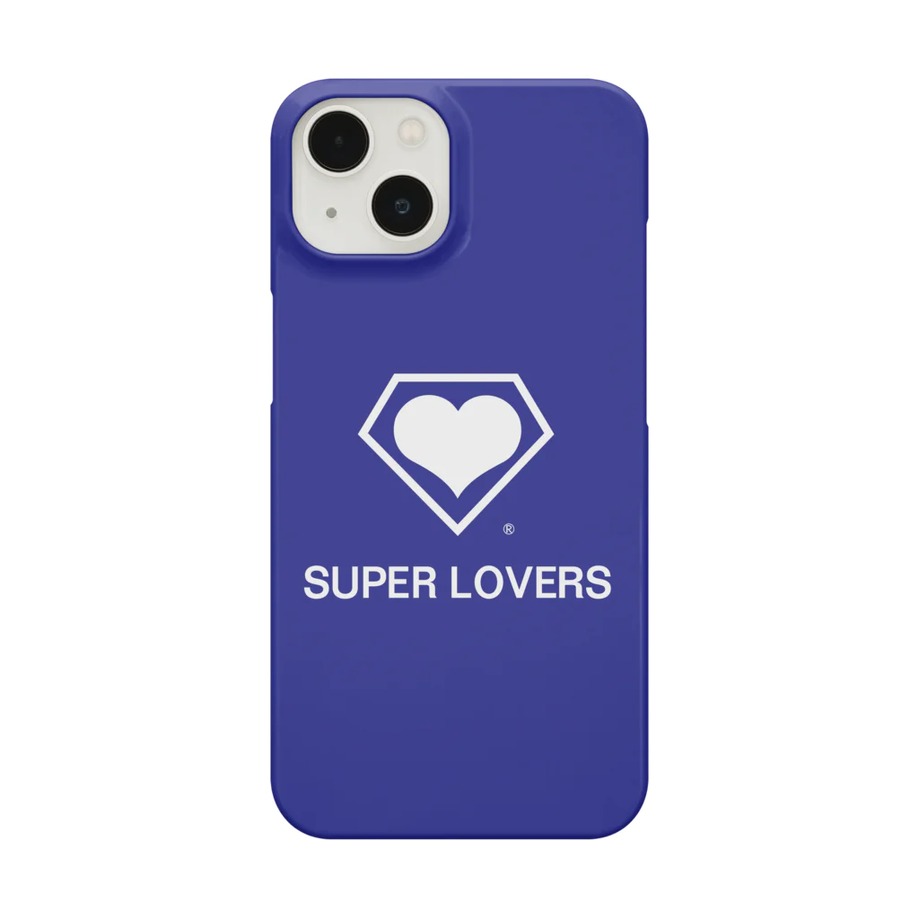 SUPER LOVERS co,ltdのSUPER LOVERS 90sスクールロゴ　青 スマホケース