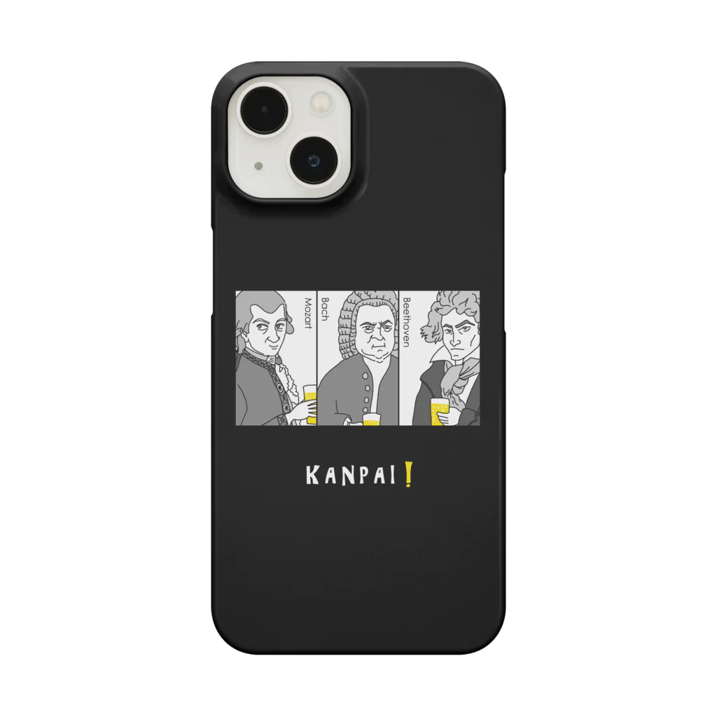 ビールとアート TM-3 Designの偉人 × BEER（三人の音楽家）枠付黒背景 Smartphone Case