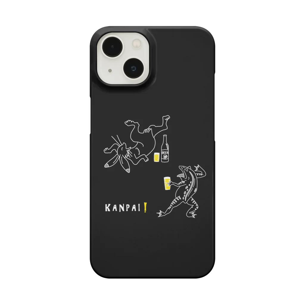 ビールとアート TM-3 Designの名画 × BEER（鳥獣戯画02）黒背景 Smartphone Case