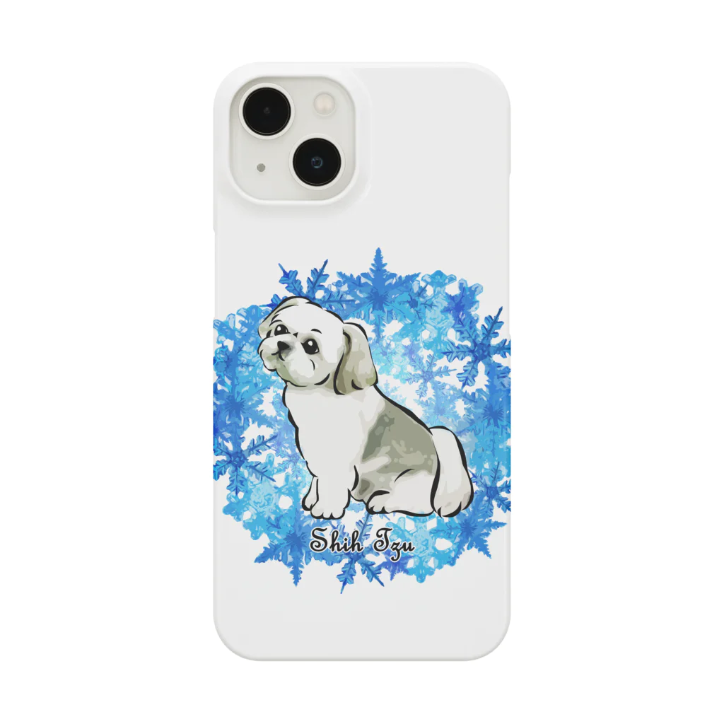 犬グッズの店しえるぶるーの冬のリース　雪の結晶　シーズー Smartphone Case