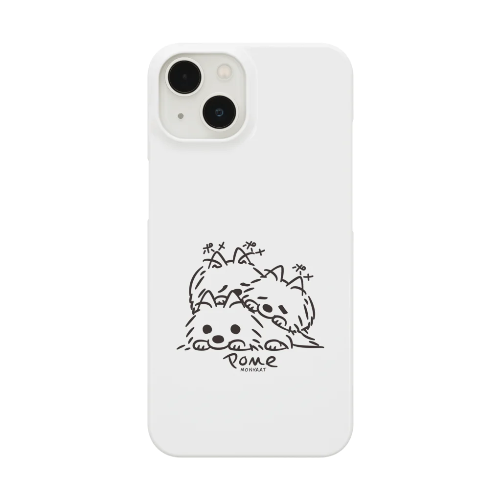 イラスト MONYAAT の ポメラニアンとポメラニアンとポメラニアン M iPhone Smartphone Case