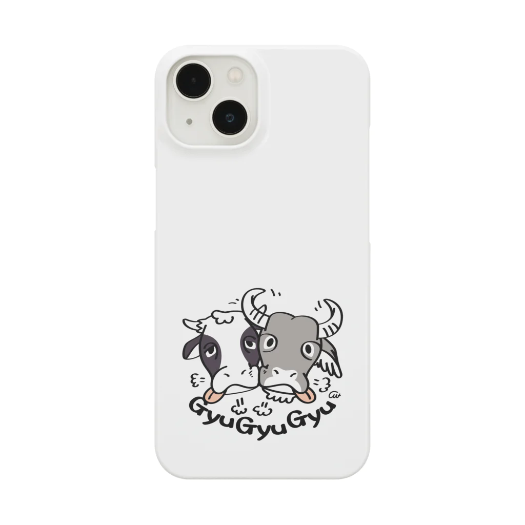 イラスト MONYAAT のワンポイント 牛のギュウギュウB Smartphone Case