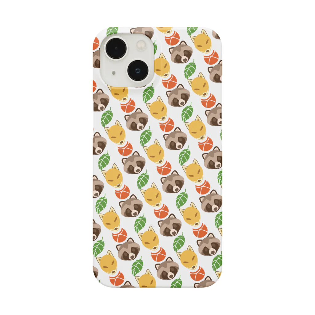 ハナドリカ SUZURI店のきつねとたぬき柄 Smartphone Case