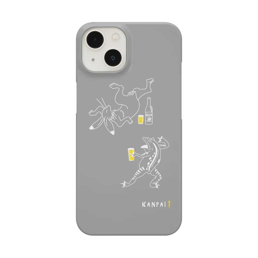 ビールとアート TM-3 Designの名画 × BEER（鳥獣戯画）白線画-グレー Smartphone Case