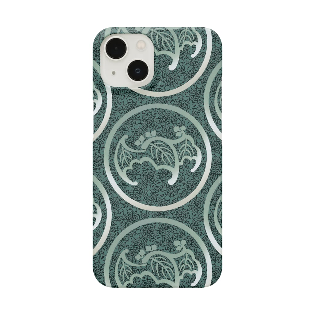 雁花工房（寄付アイテム販売中です）の蝙蝠桐（こうもりぎり）青緑色 Smartphone Case
