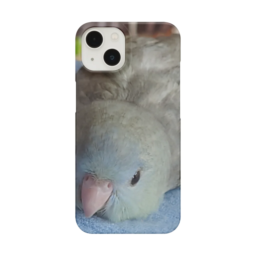 とりと一緒のうちのサザナミインコ スマホケース