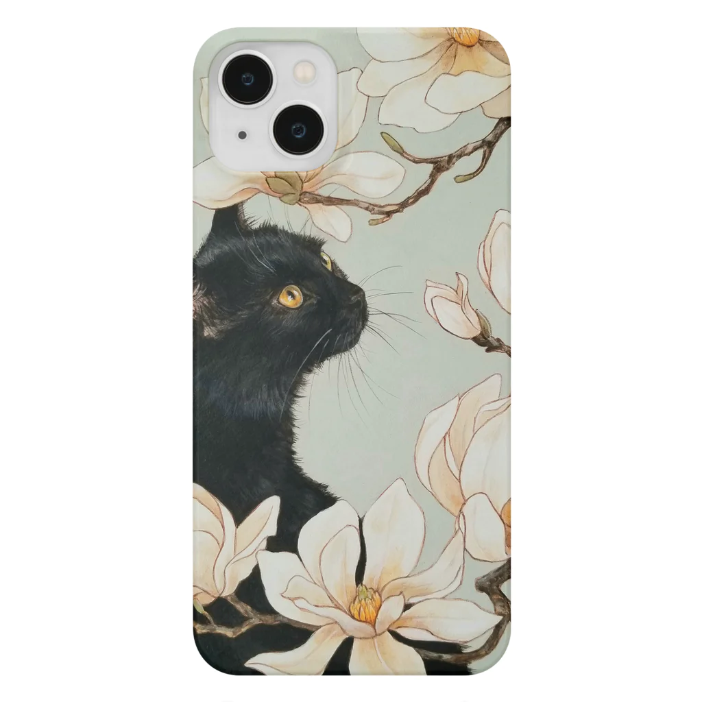 おちょぴの白木蓮と黒猫 Smartphone Case