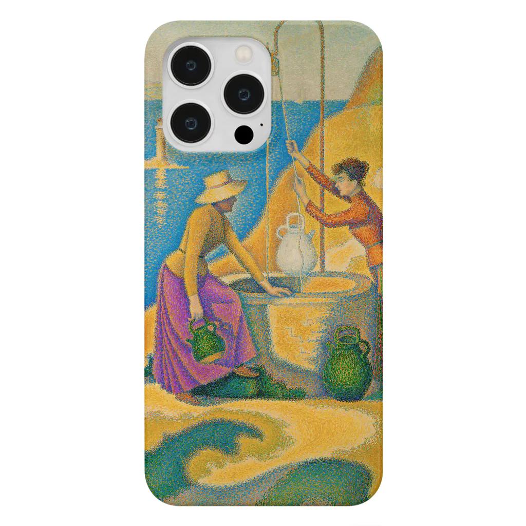 SONOTENI-ARTの025-003　ポール・シニャック　『井戸と女性』　スマホケース　表側面印刷　iPhone 14ProMax/14Plus/13ProMax/12ProMax専用デザイン　SC4-2 スマホケース