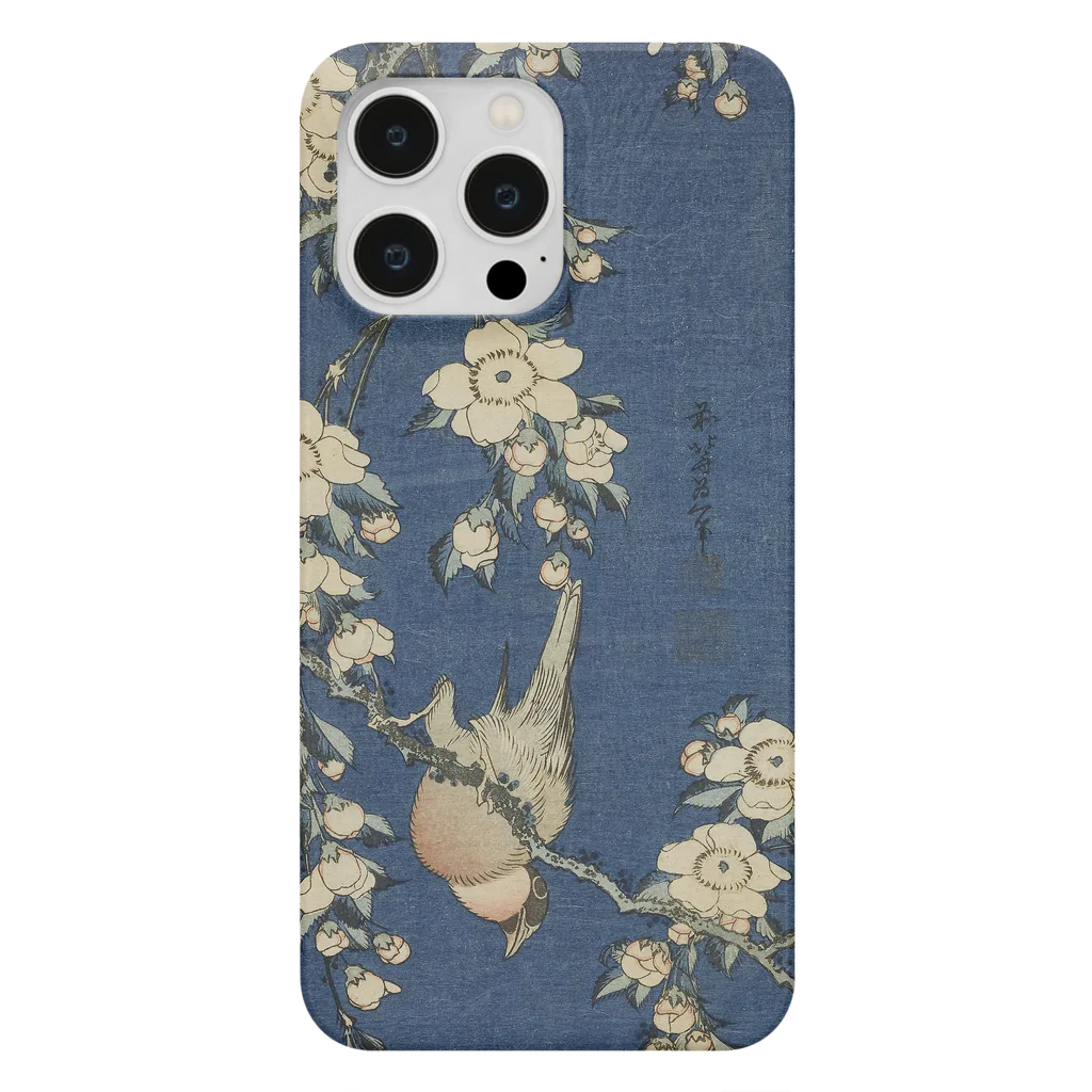 SONOTENI-ARTの003-002　葛飾北斎　『鷽に垂桜』　スマホケース　表側面印刷　iPhone 14ProMax/14Plus/13ProMax/12ProMax専用デザイン　SC4-2 スマホケース