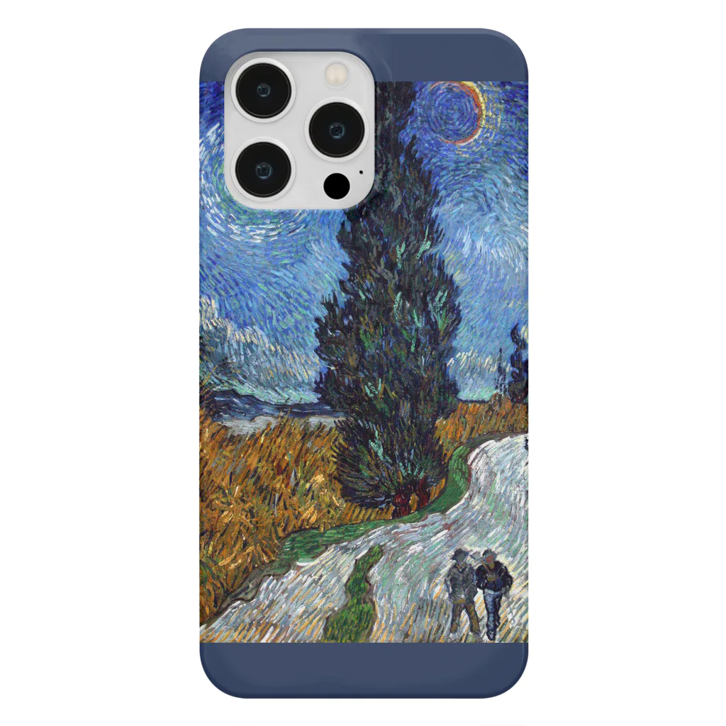 SONOTENI-ARTの005-003　ゴッホ　『糸杉と星の見える道』　スマホケース　表側面印刷　iPhone 14ProMax/14Plus/13ProMax/12ProMax専用デザイン　SC4-2 iPhone Smartphone Case