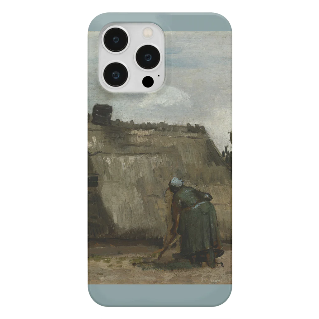 SONOTENI-ARTの005-024　ゴッホ　『小屋の前で穴を掘る農婦』　スマホケース　表側面印刷　iPhone 14ProMax/14Plus/13ProMax/12ProMax専用デザイン　SC4-2 スマホケース