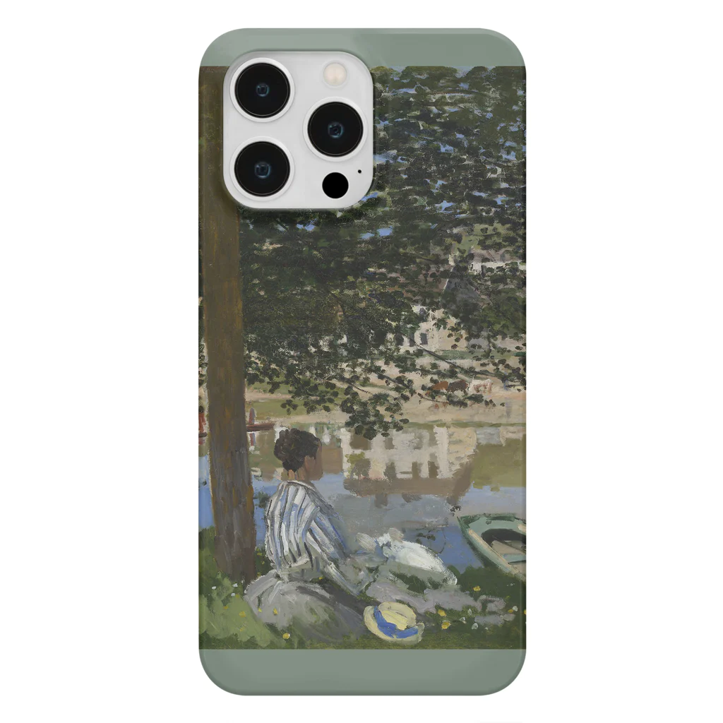 SONOTENI-ARTの004-019　クロード・モネ　『セーヌ河岸、ベンヌクール』　スマホケース　表側面印刷　iPhone 14ProMax/14Plus/13ProMax/12ProMax専用デザイン　SC4-2 iPhone Smartphone Case