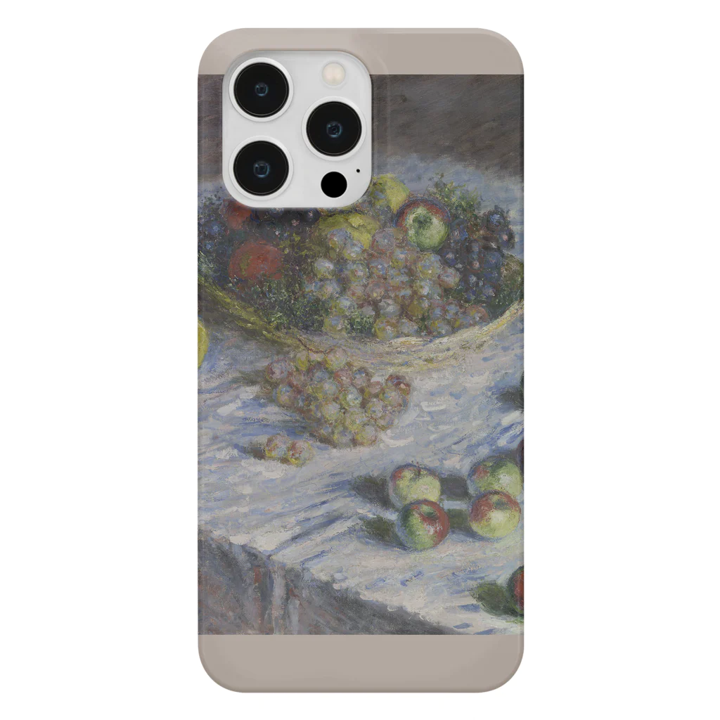 SONOTENI-ARTの004-034　クロード・モネ　『リンゴと葡萄』　スマホケース　表側面印刷　iPhone 14ProMax/14Plus/13ProMax/12ProMax専用デザイン　SC4-2 Smartphone Case