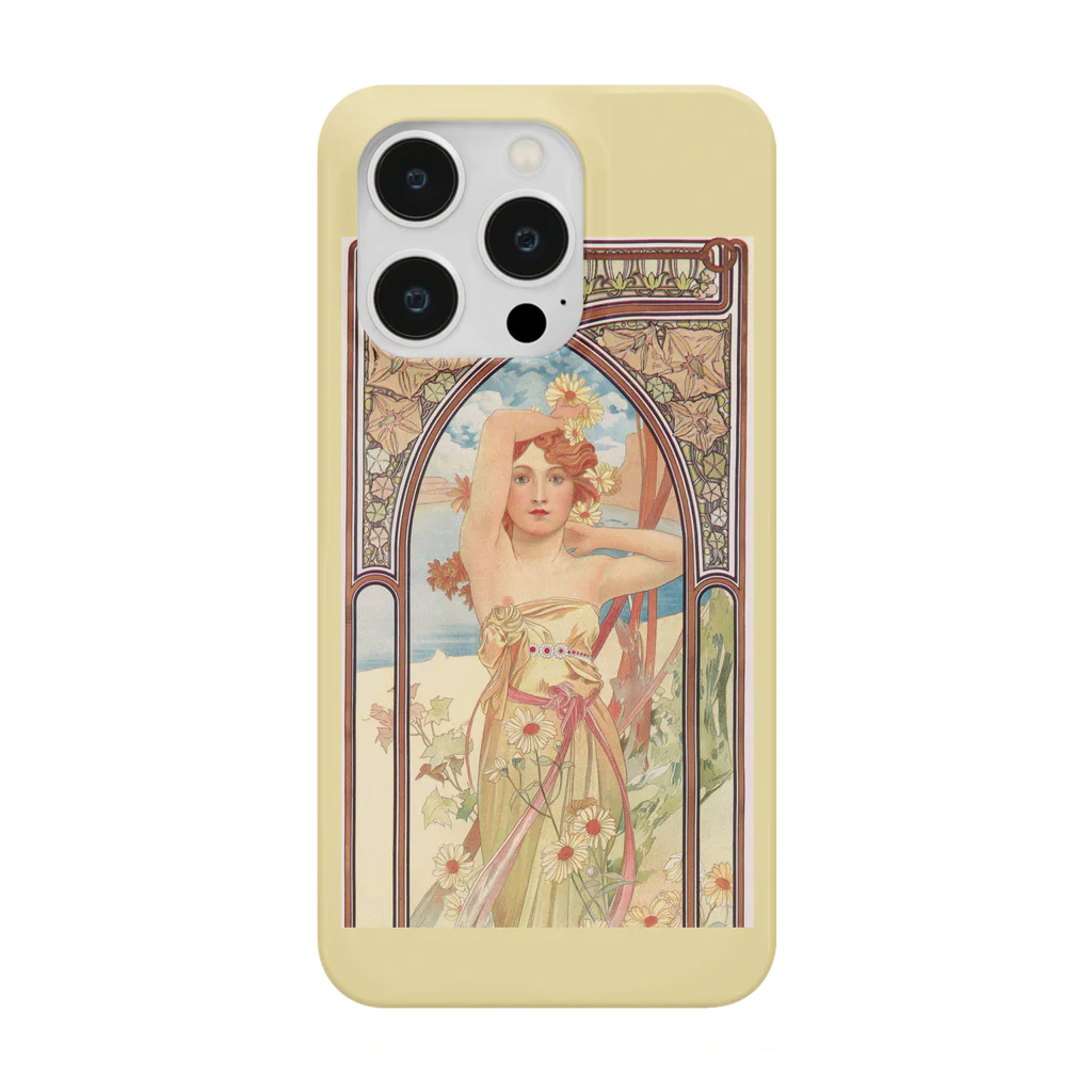 SONOTENI-ARTの014-010　アルフォンス・ミュシャ　『時の流れ：昼の輝き』　スマホケース　表側面印刷　iPhone 14/14Pro/13/13Pro/12/12Pro専用デザイン　SC4-1 iPhone Smartphone Case