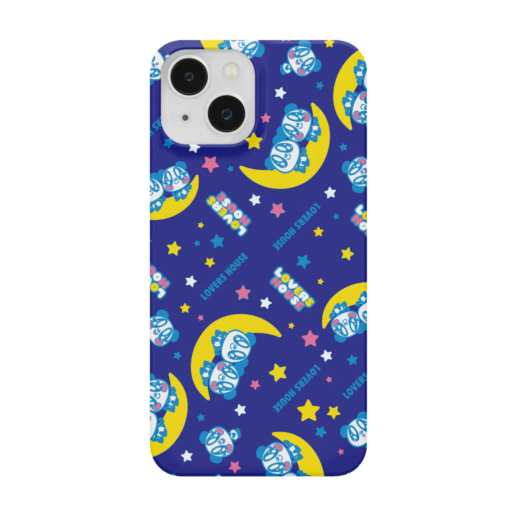 SUPER LOVERS co,ltdのLOVERS HOUSE 月と星柄　青 Smartphone Case