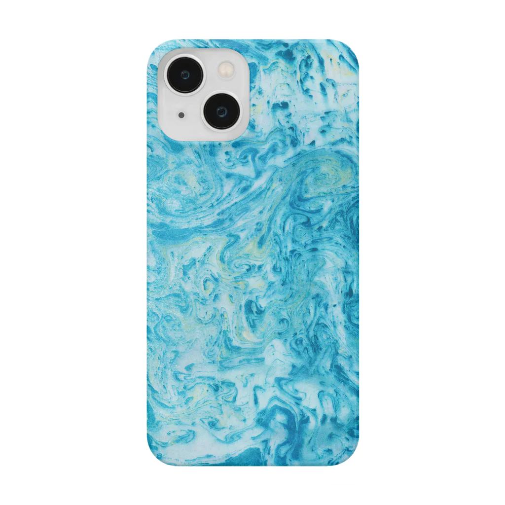 guruguのEbru　light blue スマホケース