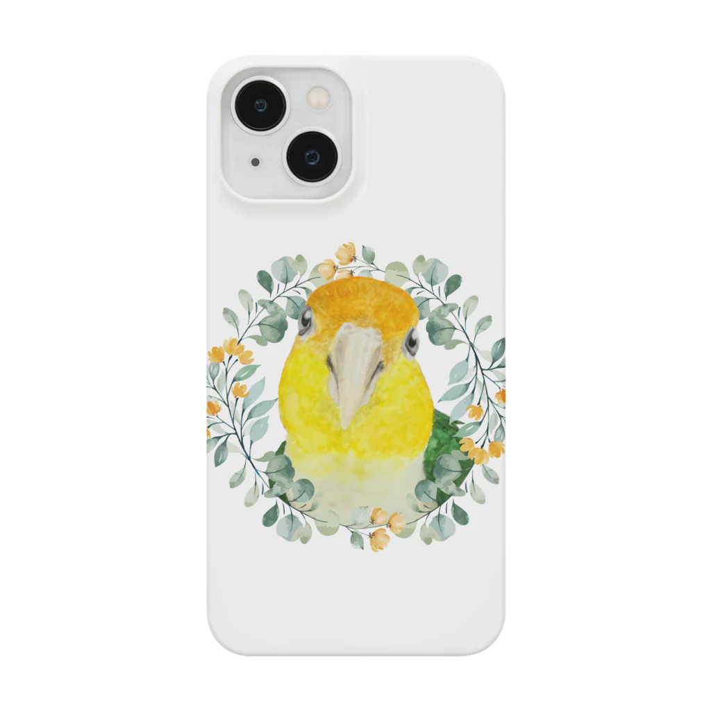 mariechan_koboの031 シロハラインコ オレンジ小花のリース Smartphone Case